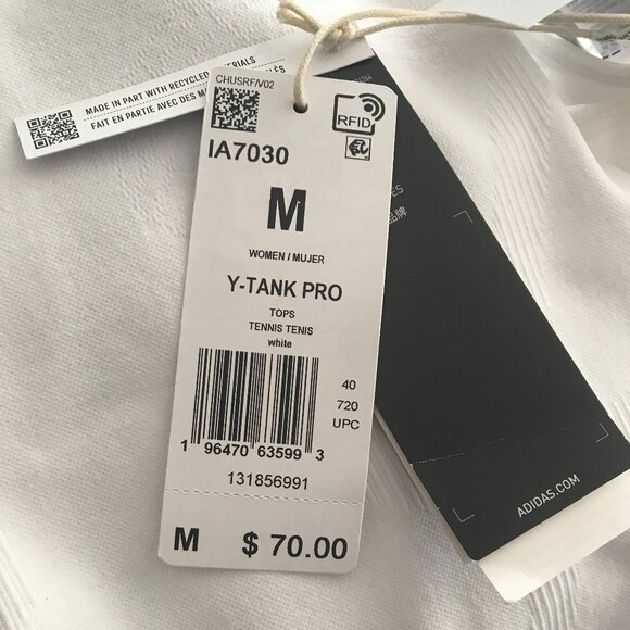 Adidas Women's Lawn Y-Tank Pro in White size M NWT - Picture 5 of 5